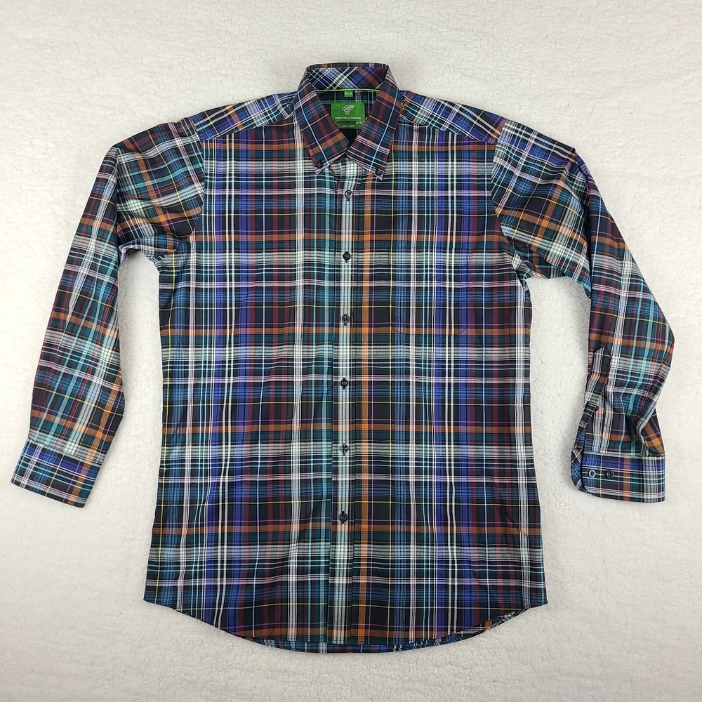 Forsyth Of Canada Dress Shirt Mens Medium Multi‎ Color Plaid Non Iron Button Up
